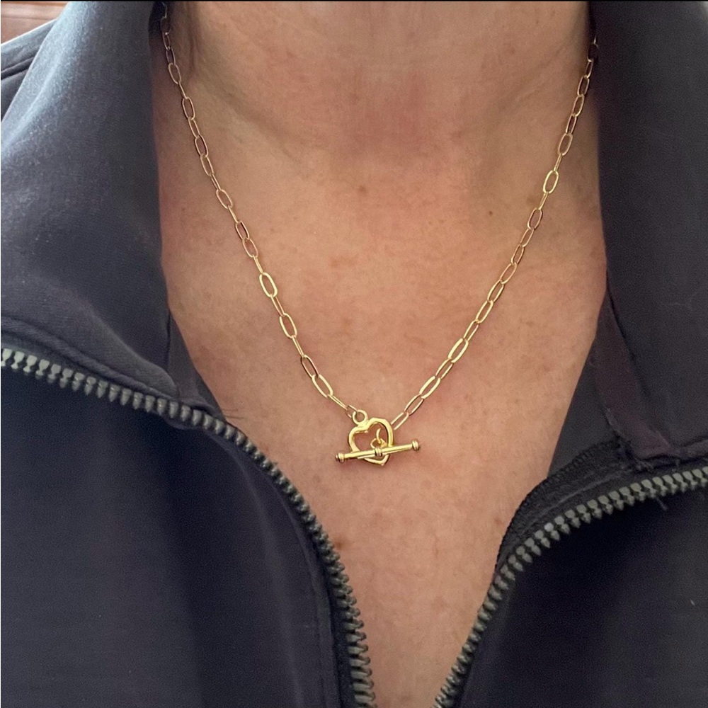 RARE Heart toggle clasp chain link dainty gold filled necklace 18 in, custom
